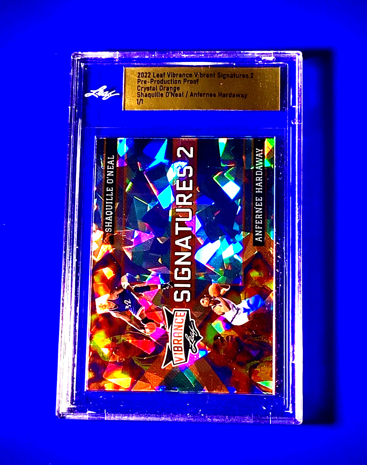 Shaquille O’Neal 1/1 2022 Leaf Vibrance Crystal Refractor 1 of 1 A. Hardaway #1