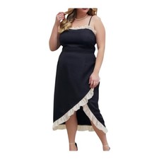 Summer Vacation Beach Party NWT Cider Black & White Ruffle Midi Dress 0X