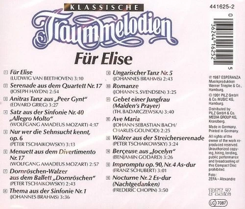 Klassische Traummelodien - Für Elise - CD, Promenaden-Orchester Alfred Hause - Bild 2 von 2