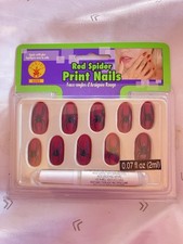 Red Spider FInger Nails Arcrylic Nail Art Plastic Costume Black Spider Woman NEW