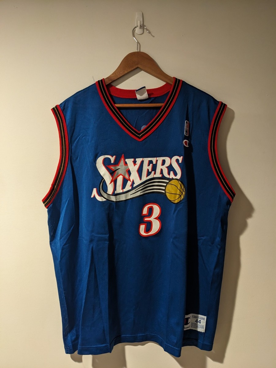 Vintage 90s Philadelphia 76ers Iverson Champion Size 44 NBA