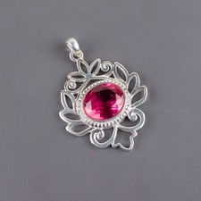 Pink Tourmaline Gemstone Handmade 925 Sterling Silver Jewelry Pendant Gift For