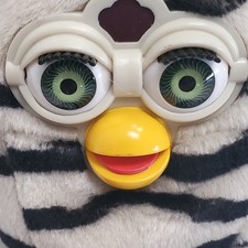 Vtg NWT Furby Buddies Plush Zebra Stripe Black  Light Gray "Hug More" bean bag