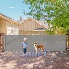140 Inch Extra Wide Retractable Baby Gate Extra Long Dog Gate Indoor Outdoor