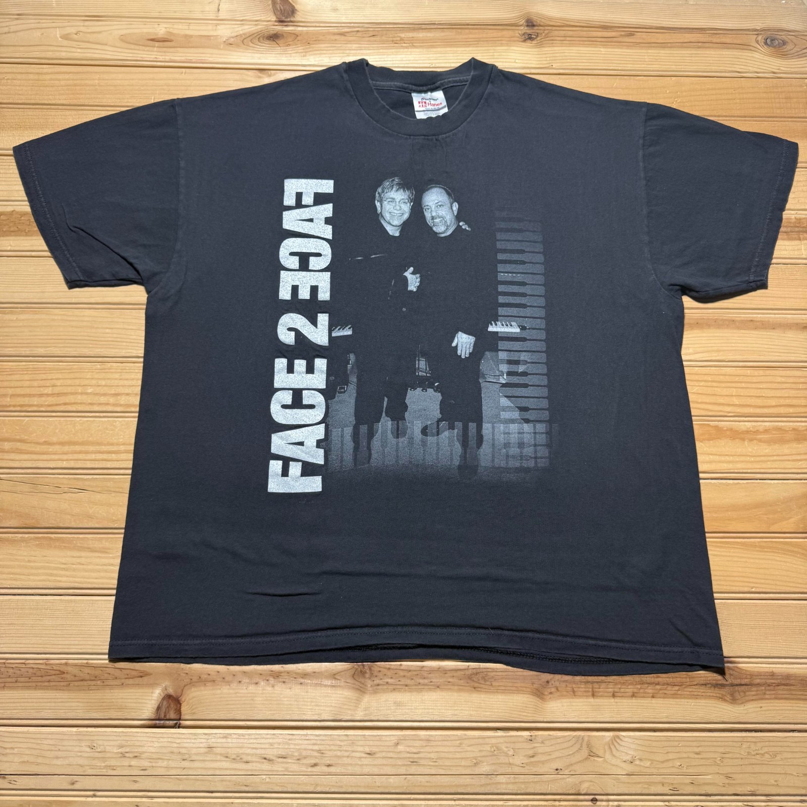 Vintage 2001 Hanes Billy Joel Elton John Face To Face Music Tour T-Shirt USA XL