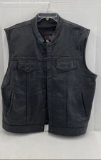 IK Black Leather Sleeveless Vest - Size XXXL