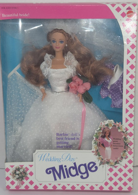 1990 Wedding Day Midge Beautiful Bride Doll Mattel Barbie Friend #9606 New
