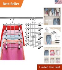 Space Saving Pants Hangers with Clips Closet Organizer for Skirts Trousers