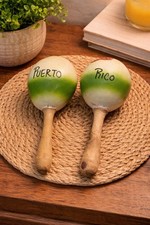 Set Of 2 Puerto Rico Maracas Hand Painted And Handmade
