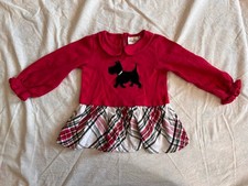 Rare Editions Scottie Dog Terrier Plaid Long Sleeve Girls Dress Shirt Red Size 5