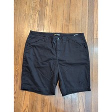 Lee Womens Plus 18 Reg Fit Mid Rise Chino Shorts Black Cotton Stretch Walking