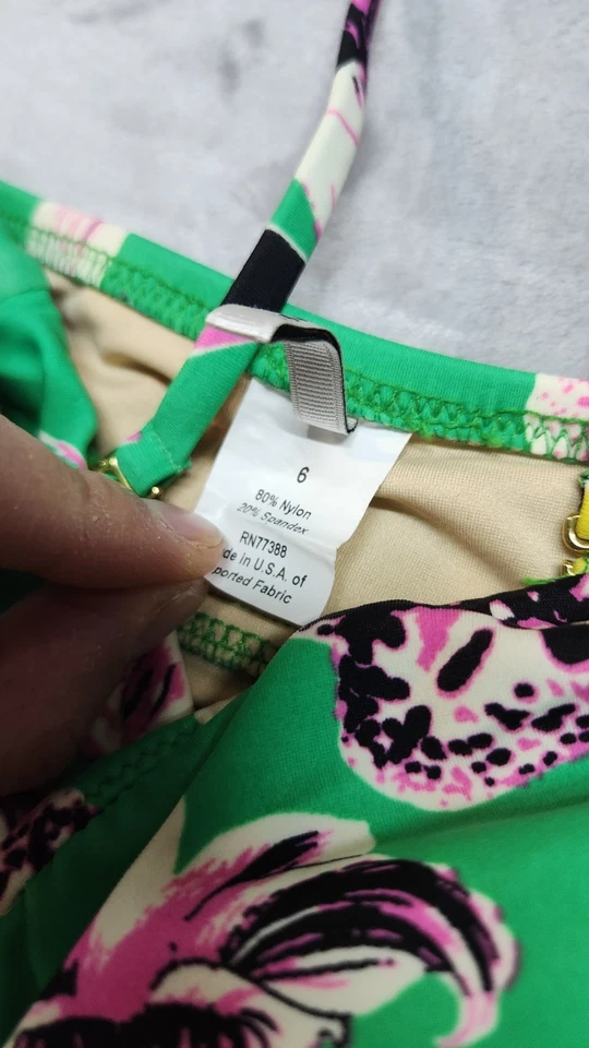 Traje de baño J.CREW talla 6 verde floral de una pieza halter Foto 4 de 4