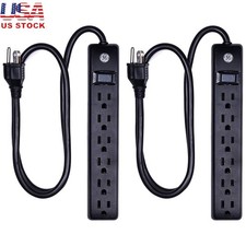 6 Outlet Surge Protector W/ 450 Joules Protection  3ft Cord Mountable Design US