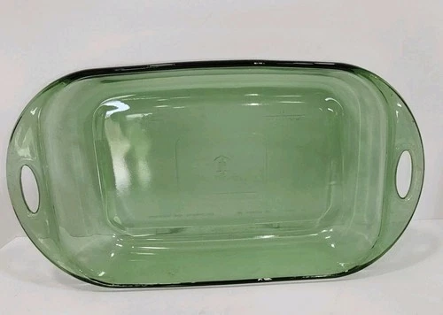 Anchor Hocking 9x13 Green Casserole Dish 3Qt Vintage