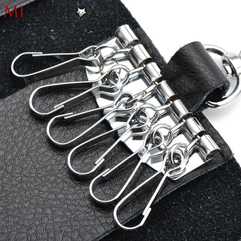 Genuine Leather Keychain Men Women Key Holder Organizer Pouch Cow Split Car Key image 6