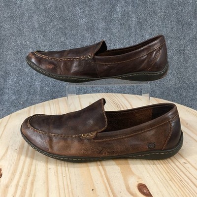 Born Mens Brown Leather Fabric Slip On Loafers H69006 Handcrafted Shoes Size 13M Born Men main image 2