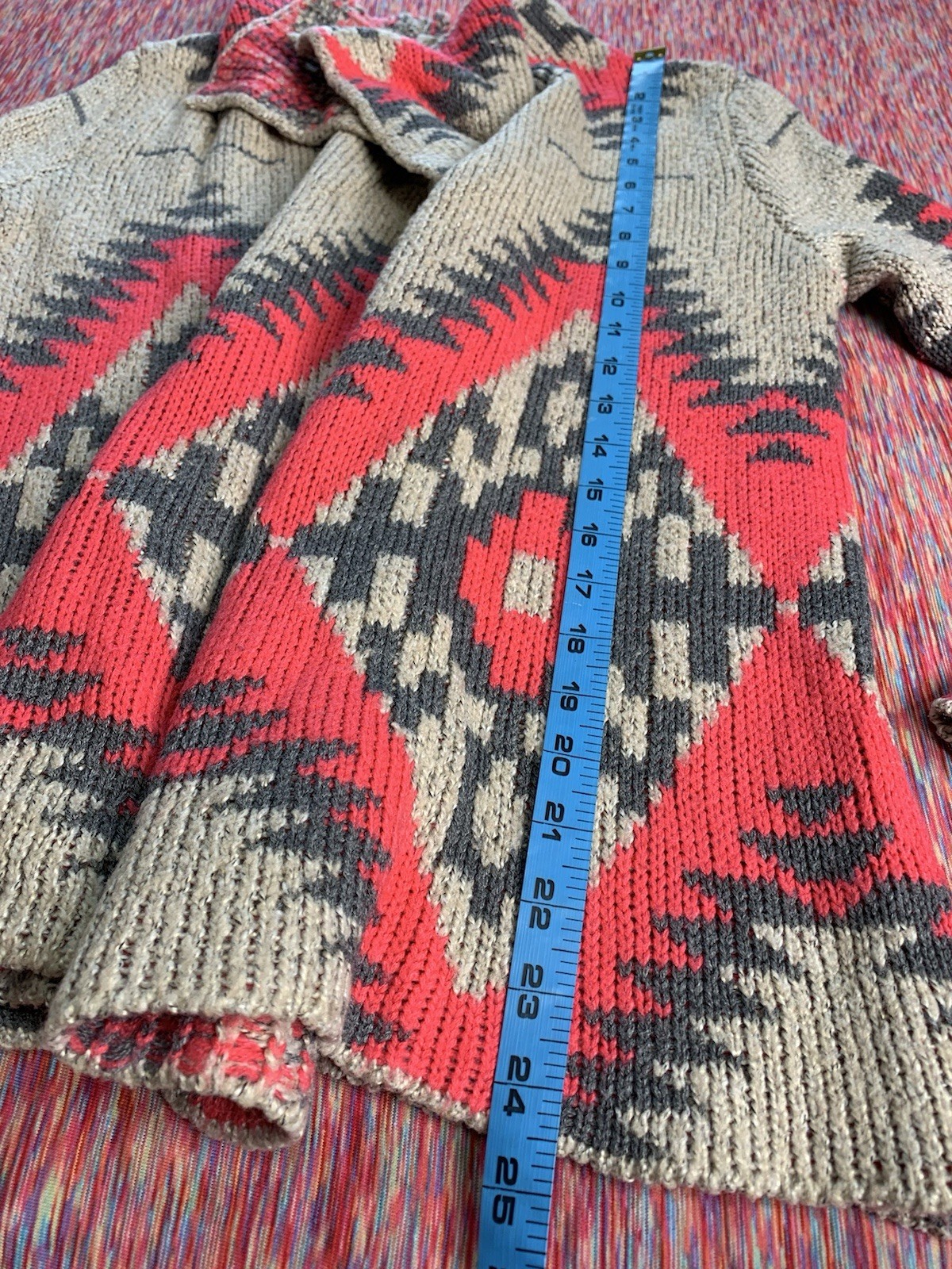 Eleven Star Small Aztec Pattern Open Front Sweate… - image 7