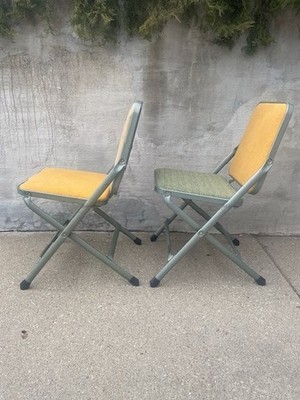 Vintage Kreuger Metal Padded Folding Chairs | eBay