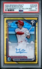 2024 Bowman Chrome 1st Griffin Burkholder 1st Auto /75 Yellow Refractor PSA 10