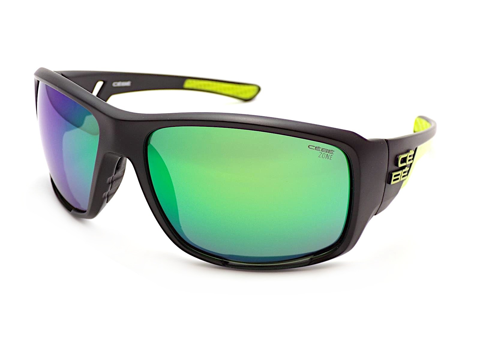 Cebe Northshore Sunglasses Matt Black Lime/ Zone Grey Cat.3 Green Lenses CBS0087