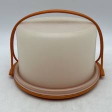 Vtg Tupperware Toys 3-pc Mini Cake Taker Harvest Orange 2.5  x4.5  