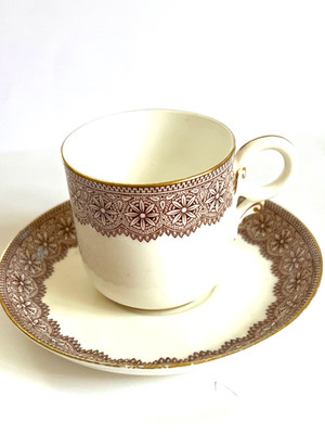 Antique ROYAL WORCESTER DEMITASSE CUP AND SAUCER - c.1890 AS IS
