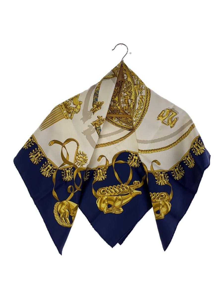 HERMES Silk Scarf Navy Blue for Women Luxury Fashion Accessory