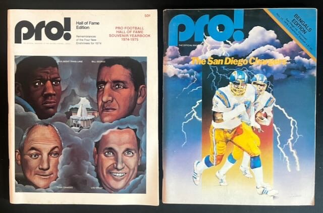 1974 PRO! NFL Hall of Fame Yearbook + 1979 PRO! NFL Bengals Edition vs Chargers