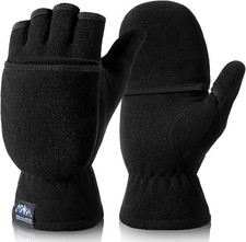 Winter Fingerless Gloves Convertible Mittens with Flip Top Thermal Fleece for...