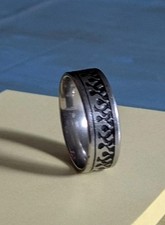 Ring Stainless Steel Etched Band Ring Size 21mm Smooth Cut