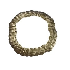 Vintage Gold Tone Metal Medallion Fish Scale Stretch Belt
