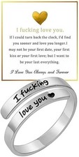 sunglnl I Fcking Love You Ring For Women, Open Adjustable Adjustable, Silver