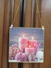 Hand-made Hanging Wood Sign Decoupaged Shabby Chic