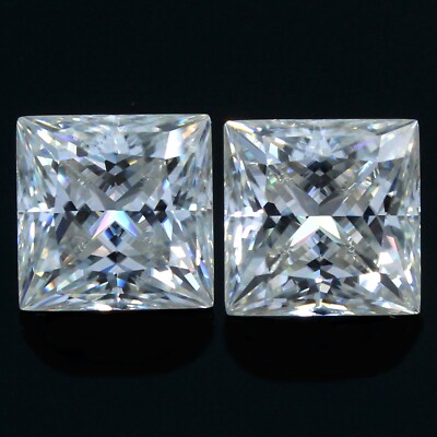 2.20 Ct DE Color VVS1 Brilliant Cut White Loose Diamond 6x6 mm Princess Pair