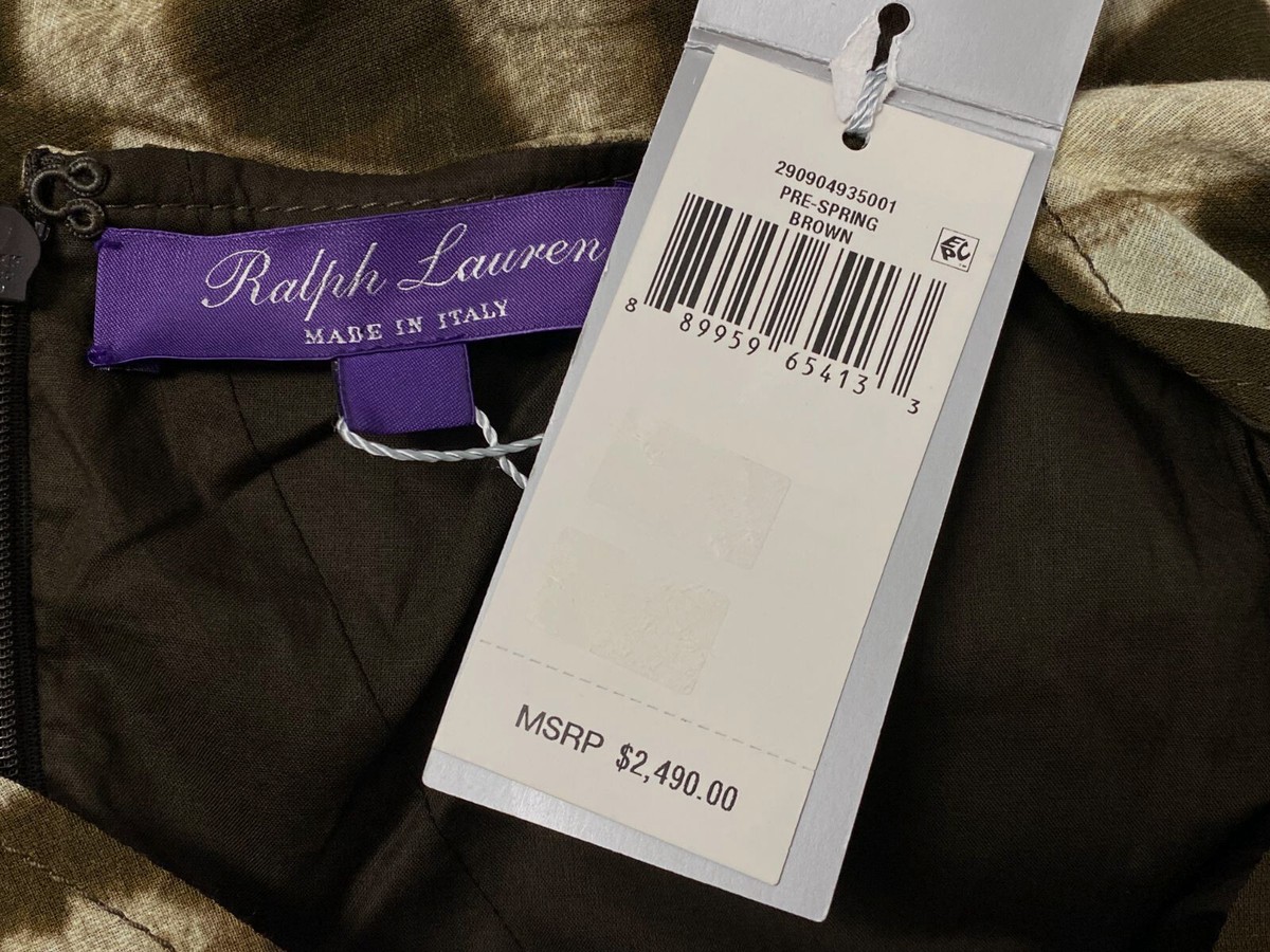 $2490 Ralph Lauren Purple Label Women's Brown Linen Jungle Omeria