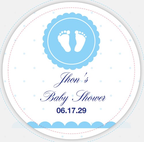 Boy Girl Baby Shower Blue Pink PERSONALIZED STICKERS FAVOR TAGS DIFFERENT SIZES - Picture 4 of 5