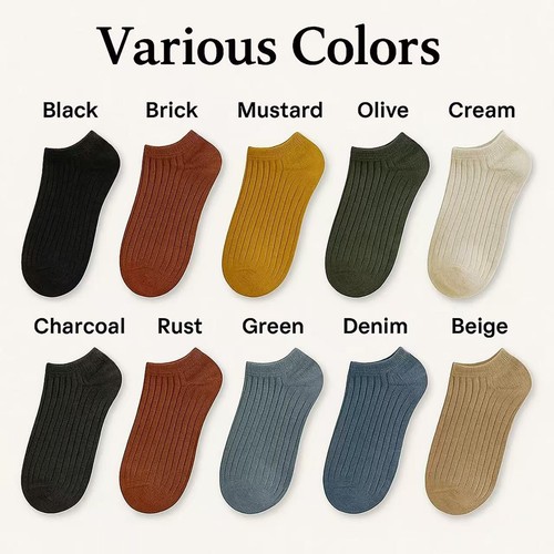 10 pares de calcetines de algodón coloridos - informales hasta el tobillo - Imagen 2 de 6