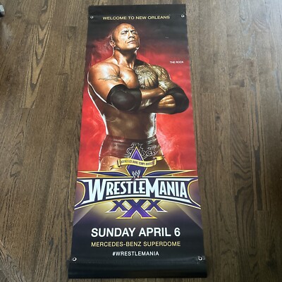 WWE WrestleMania 30 The ROCK Vinyl Banner 2Sided New Orleans XXX Dwayne Johnson