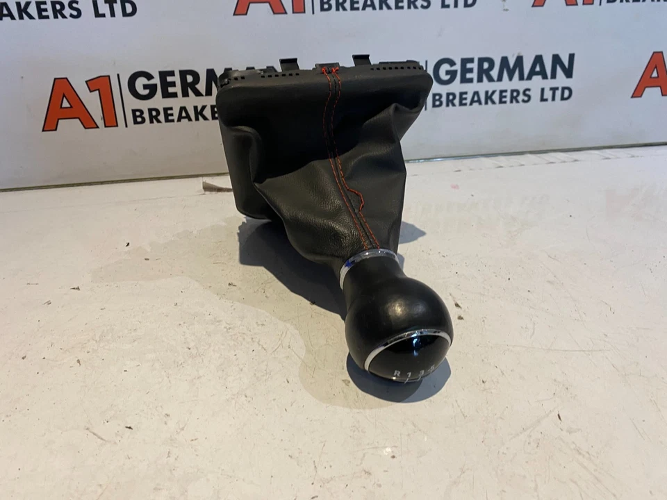 GENUINE 17-21 SEAT IBIZA 6F FR 5 SPEED MANUAL LEATHER GEAR KNOB RED STITCHING - Image 3 of 4
