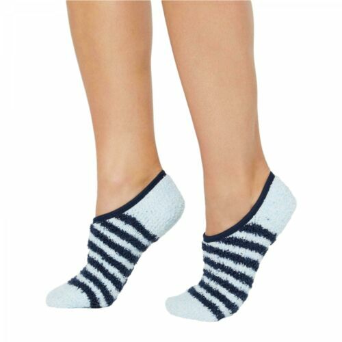 Charter Club Light Blue Navy Striped Fuzzy Cozy Socks NEW - Picture 1 of 1
