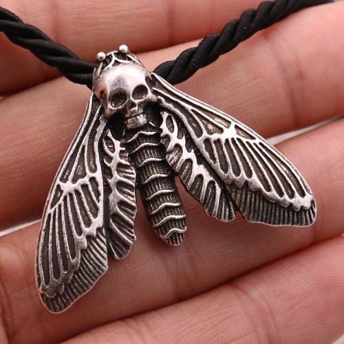 Collar Colgante Deaths Head Hawkmoth Colgante Polilla Diablo Metal Joyería Gótica - Imagen 9 de 10