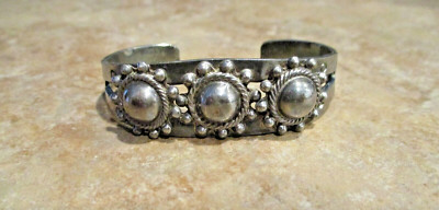 EXTRA OLD  Fred Harvey Era Navajo Sterling Silver SATELLITE DOME Bracelet