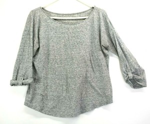 Ann-Taylor-LOFT-Women-039-s-M-Boatneck-Roll-Tab-3-4-Sleeve-T-Shirt-Top-Cotton-Gray