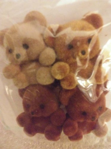 Teddy Bears 4 PC Mini Flocked Fuzzy 1 