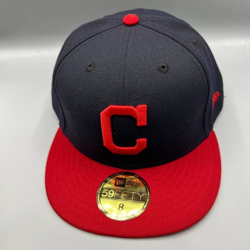 Cleveland Indians Guardians Hat Men 8 Black Red 59Fifty New Era Fitted Cap New