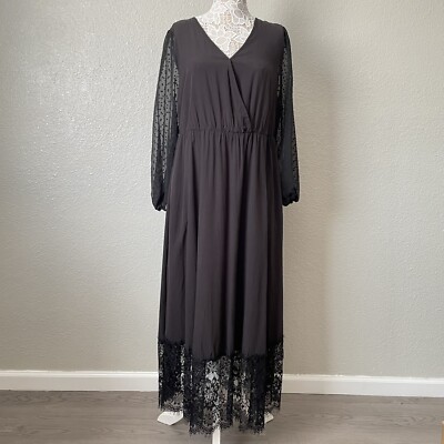 Bloomchic Plus Size Maxi Dress 2X Lace Trim Wedding Graduation Whimsigoth  Witchy | eBay