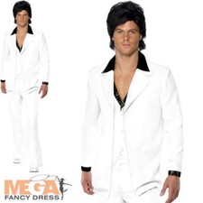 Costume bianco uomo vestito fantasia anni 70 70 discoteca groovy funky adulti