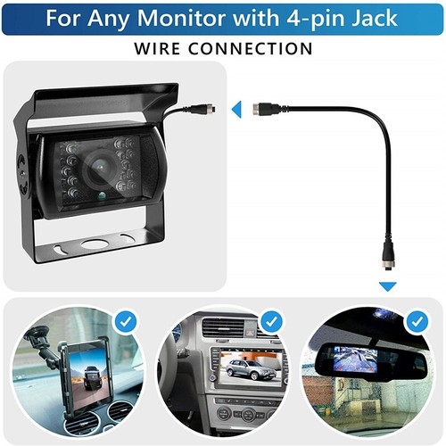 7" Rear View Monitor 4Pin HD Reversing Camera Kit for Truck Caravan RV 12-24V - Picture 15 of 24