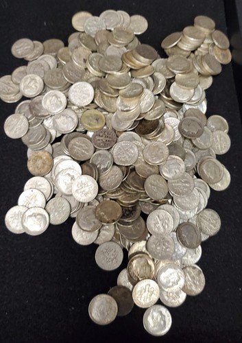ONE ROOSEVELT DIME ROLL (50 COINS) 90% SILVER (1946-64) 10 cent - $5 Face Value - Picture 3 of 4