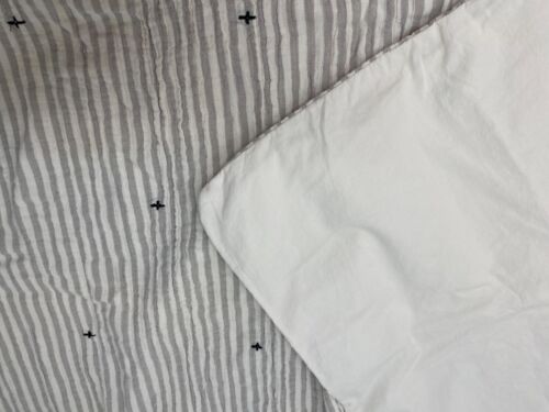 Hearth & Hand Pillow Sham KING Gray Ticking Stripes Swiss Crosses Magnolia - Picture 4 of 7